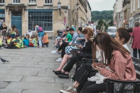 People in the centre of Bath Square. Stock Photos