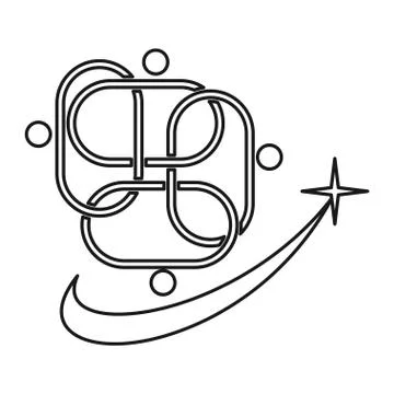 People chain star Commitment Teamwork Together Outline Logo Stock Illustration