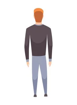 People character back view. Young human. Cartoon vector man standing Stock Illustration