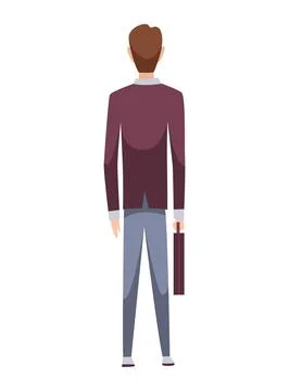 People character back view. Young human. Cartoon vector man standing Stock Illustration