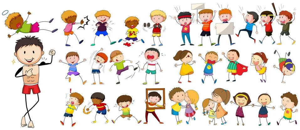 People characters doing different activities Stock Illustration