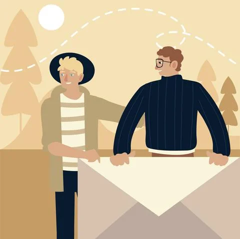 People characters with envelope mail letter Stock Illustration