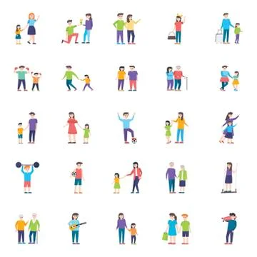 People Characters Flat Vectors Pack Illustrazione stock