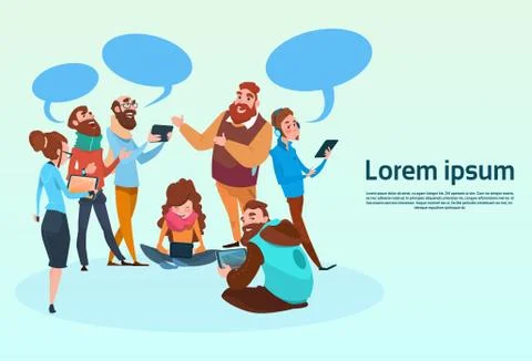 People Chat Digital Device Tablet Phone Laptop Social Network Communication 스톡 일러스트