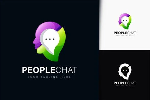People chat logo design with gradient Stock Illustration