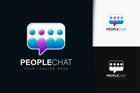 People chat logo design with gradient Stock Illustration