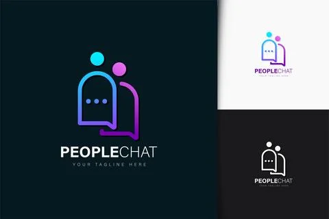 People chat logo design with gradient Stock Illustration