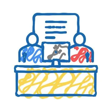 People chatting computer messager icon doodle illustration 库存插图