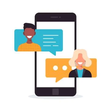 People chatting on mobile. multicultural communication concept. Chat notifica 스톡 일러스트