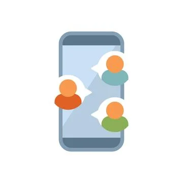 People chatting online using a social media mobile app on a smartphone イラスト素材