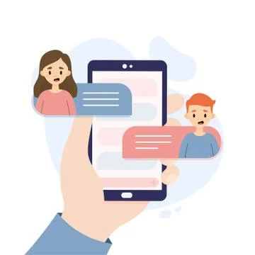 People chatting through a mobile app. Stock Illustration