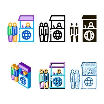 People on check control icon vector forms outline Иллюстрация