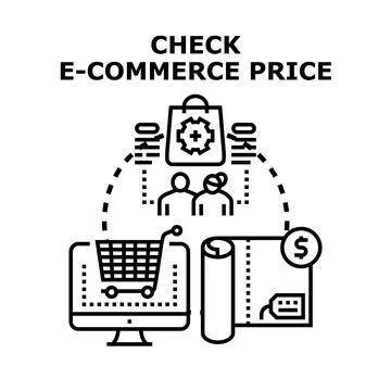 People checking e commerce prices for online shopping Stock Illustration