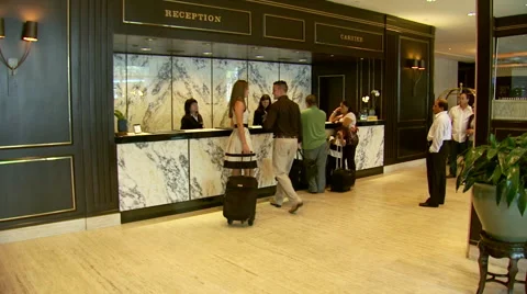 People Checking In - Hotel Lobby Video stock 45495020