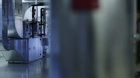 People checks industrial air ducts of a ventilation system Stock Footage