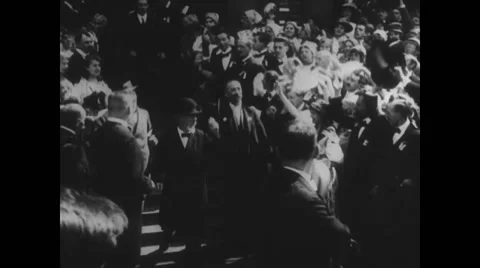 People cheering Josef Svatopluk Machar and other cabinet members Stock Footage