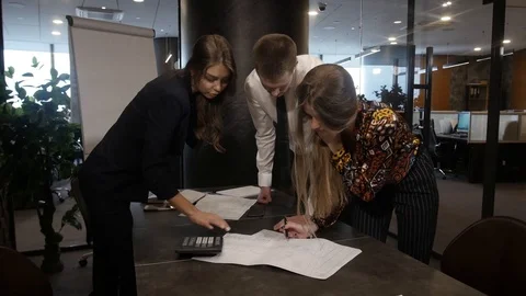 People is cheking the documents Video stock 89137423