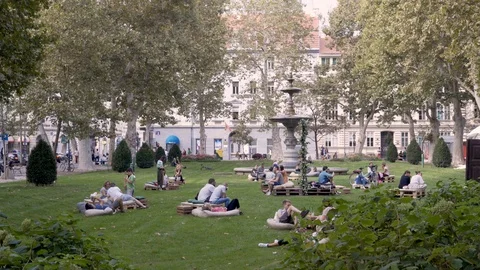 People Chilling in Zagreb Stock Footage 106724731