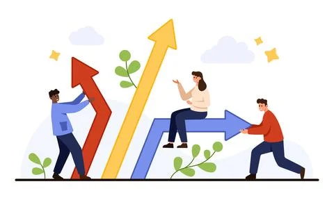 People Choosing Different Paths and Solutions Stock Illustration