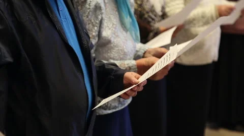 The people in the church pray Stock Footage 67978208