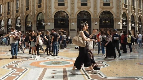 People in city centre in Milan Stock Footage 88779718