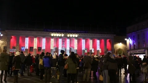 People in City square for Christmas lights switch on Dundee, Scotland Stock Footage 69873653