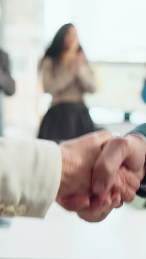 People, clapping and shaking hands in meeting for celebration, success or Stock Footage 335352731