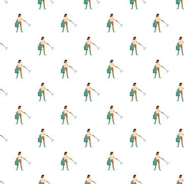 People cleaning environment collecting garbage pattern seamless background Stock Illustration