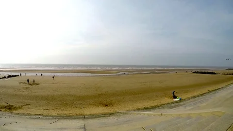 People on Cleveleys seafront Stock Footage 77863668