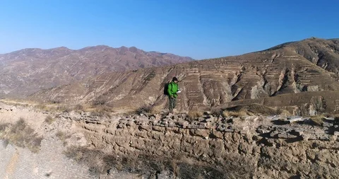 People Climb The Great Wall Stock Footage 104407243