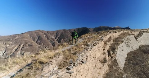 People Climb The Great Wall Stock Footage 104407409