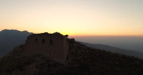 People Climb The Great Wall Stock Footage 104413342