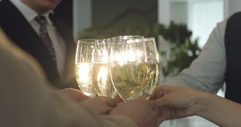 People clink glasses. Hands close up. Stock Footage 86822323