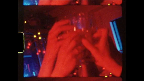 People Clinking Glasses at Party, Super 8 Analog Film Footage Stock Footage 336335985