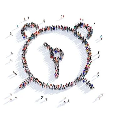 People clock shape 3d Stock Illustration