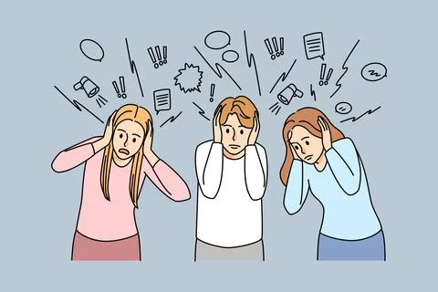 People close ears from information noise Stock Illustration