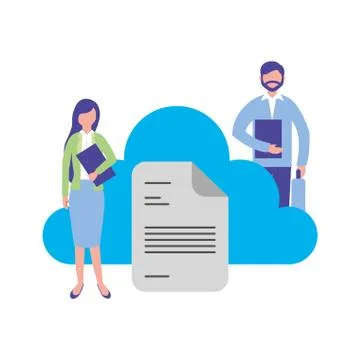 People cloud computing data document folder Illustrazione stock