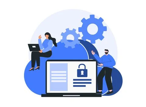 People Cloud computing security abstract concept illustration Stock Illustration