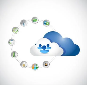 People cloud computing storage concept Stock Illustration