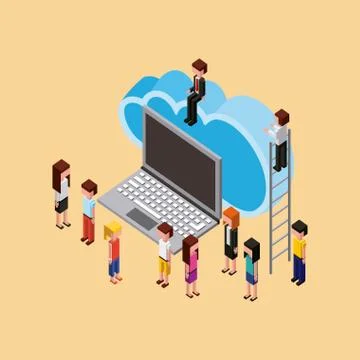 People cloud computing storage Stock Illustration