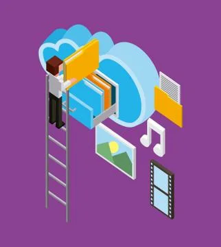 People cloud computing storage Stockillustratie