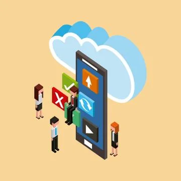 People cloud computing storage Stock Illustration