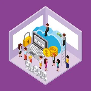 People cloud computing storage Illustrazione stock