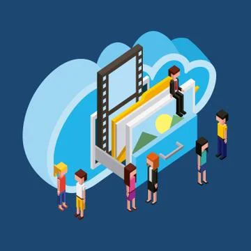 People cloud computing storage 스톡 일러스트