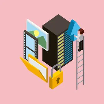 People cloud computing storage 스톡 일러스트
