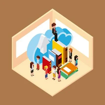 People cloud computing storage Stock Illustration