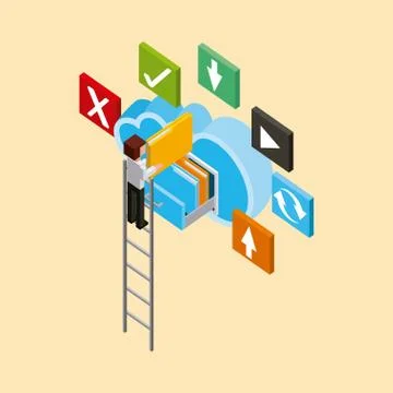 People cloud computing storage Illustrazione stock