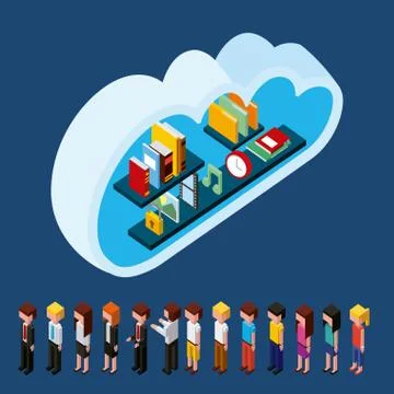 People cloud computing storage Stock Illustration