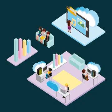 People cloud computing storage Illustrazione stock