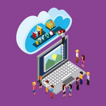 People cloud computing storage Stock Illustration